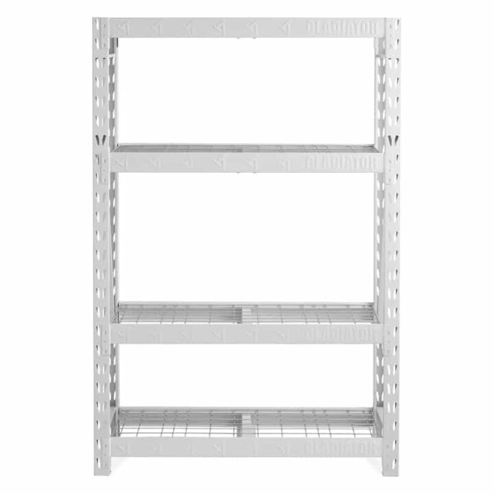 White 48" Wide Heave Duty Rack With Four 18" Deep Shelves.