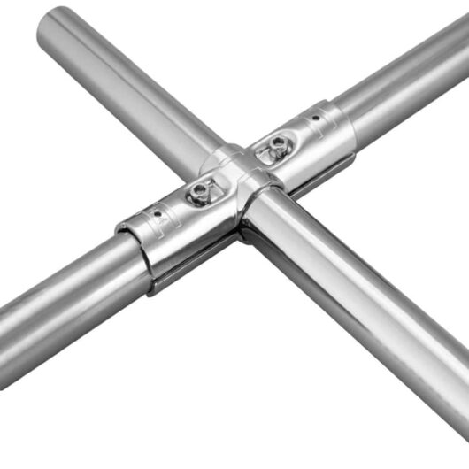 The HJ-4NP is a chrome-plated joint set with anti-static properties (ESD) that allows creating a three-pipe intersection on two axes.