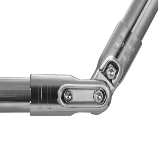 The HJ-6ANP is a chrome plated joint set with anti-static properties (ESD) that allows creating a two-pipe intersection with an adjustable angle up to 260 degrees.